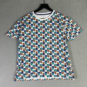 Fernando Pena Platinum Geometric‎ Print T-Shirt Multicolor Cotton Men's Medium